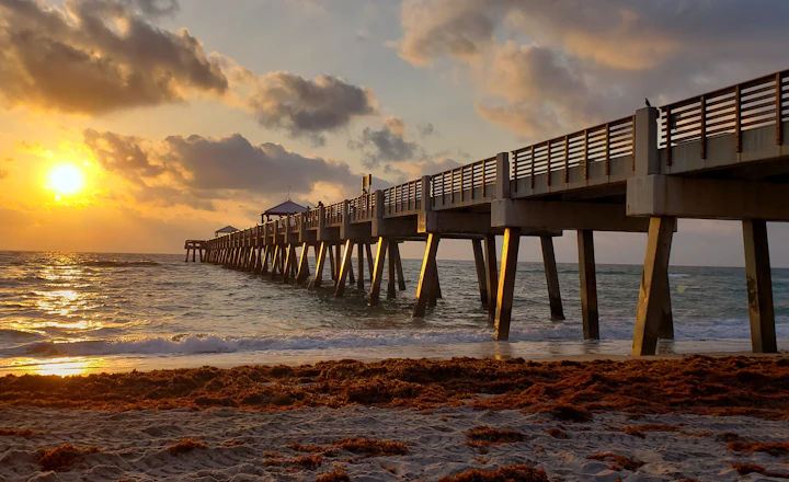 Atlantic Beach, Florida pier at sunset