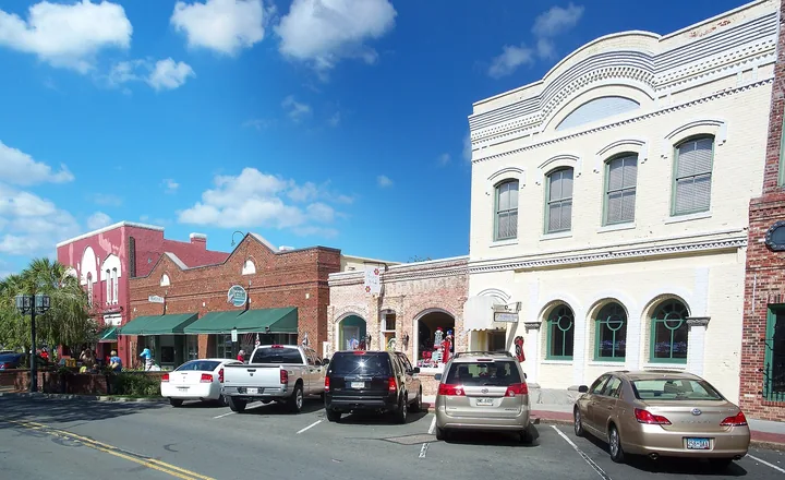 Victorian-era storefronts on Centre Street in the Fernandina Beach historic district, Amelia Island