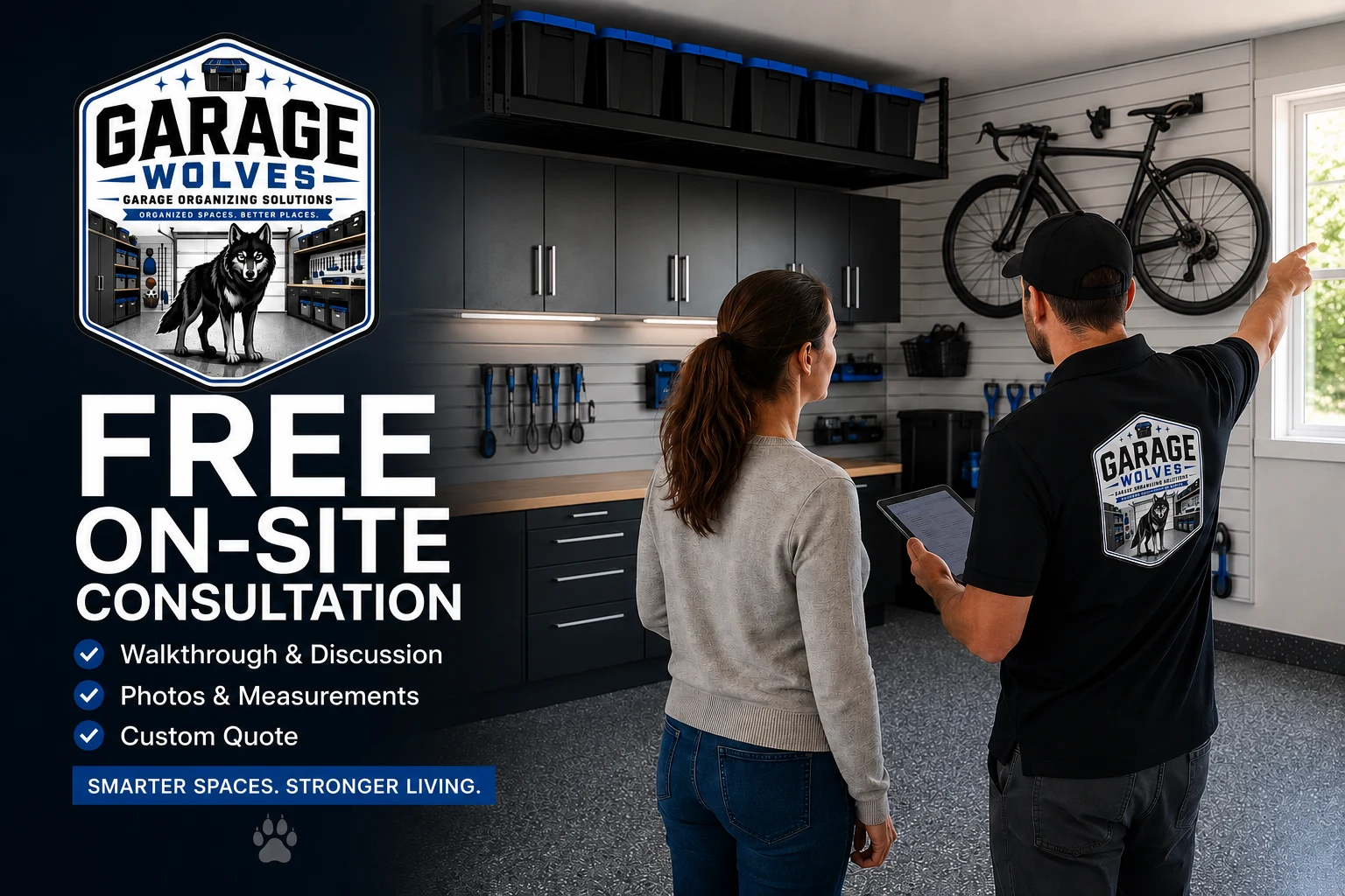 Free on-site consultation — walkthrough and discussion, photos and measurements, custom quote
